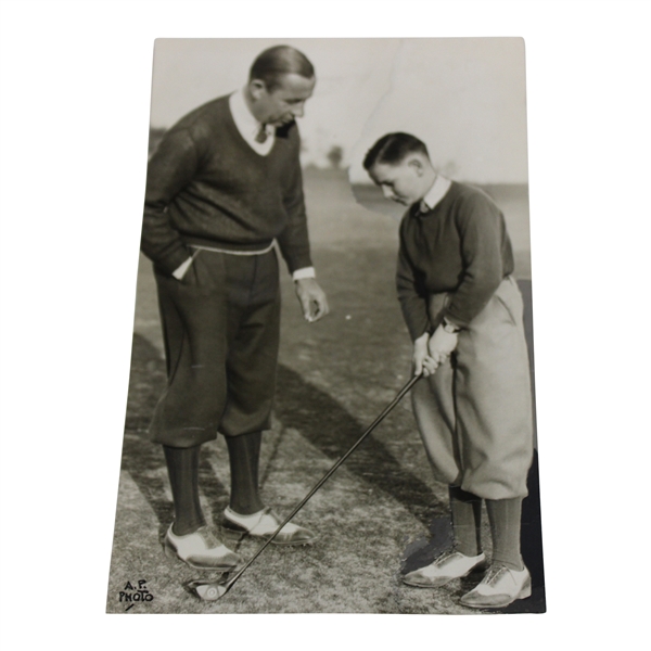 1931 Walter Hagen Sr. Instructing Walter Hagen Jr. at Pinehurst Photograph 