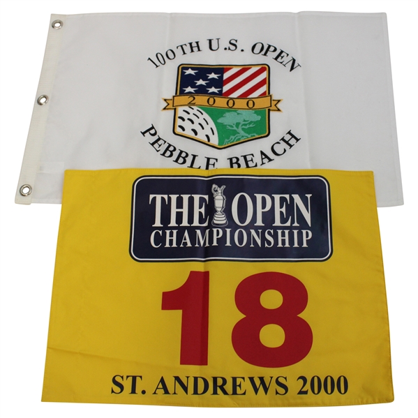 2000 US Open at Pebble Beach & 2000 The Open at St. Andrews Flags - Tiger Wins
