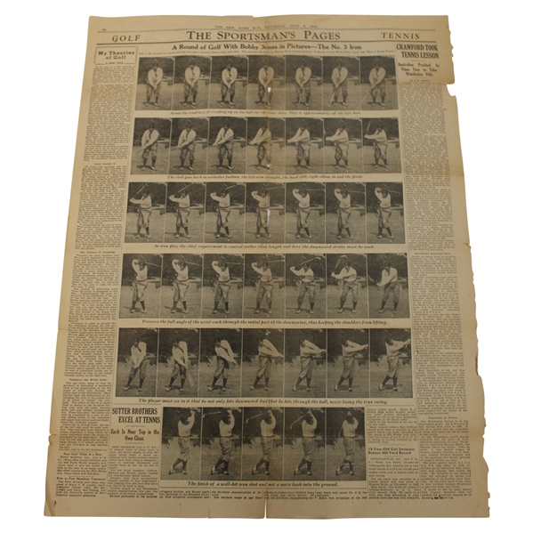 1933 The Sportsmans Pages Round with Bobby Jones in Pictures - 3 Iron Full Page