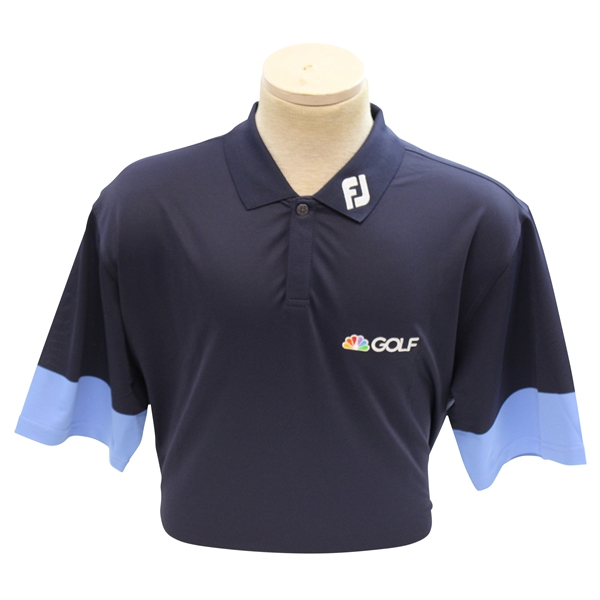 Paul Azingers Personal Official NBC Sports FootJoy Pique Block Navy/Lagoon Golf Shirt