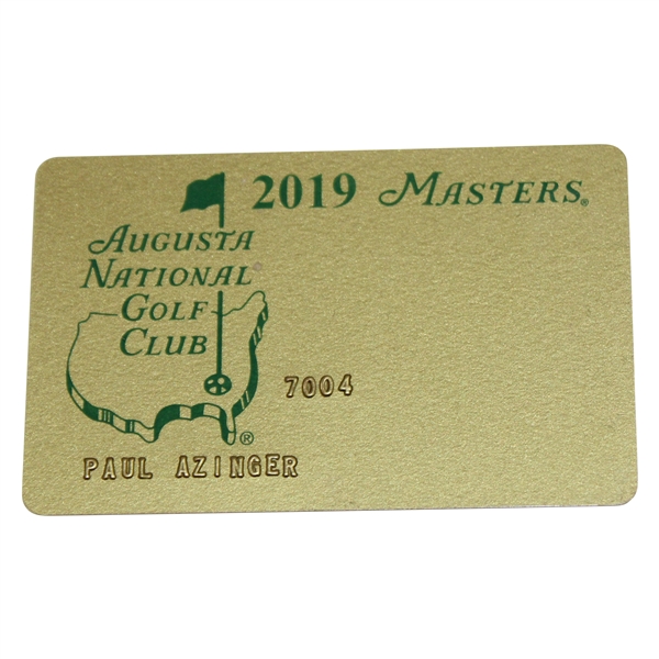 Paul Azingers 2019 Augusta National Golf Club Personal Masters Tournament Credit Card
