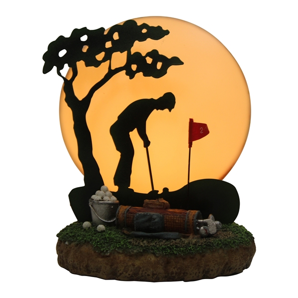 Golf Silhouette Table Lamp With Golfer Putting Into Sunset