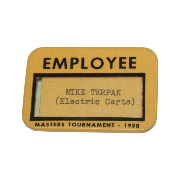 1958 Masters Tournament Employee Badge - Arnold Palmer Win