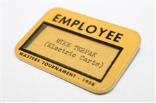 1958 Masters Tournament Employee Badge - Arnold Palmer Win