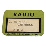 1952 Masters Tournament Radio Badge - Sam Snead Win