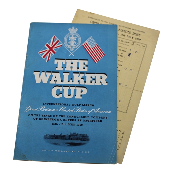 1959 The Walker Cup at Muirfield Official Program with Pairing Sheet - Nicklaus Contestant