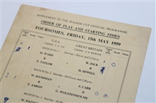 1959 The Walker Cup at Muirfield Official Program with Pairing Sheet - Nicklaus Contestant