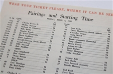 1960 Masters Tournament Official Friday Pairing Sheet - Arnold Palmer Win