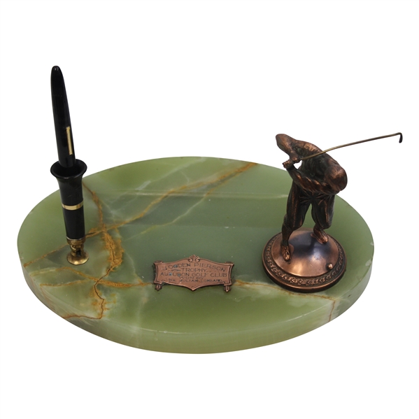 Audubon Golf Club Figural Pen Desk Set On Marble Base