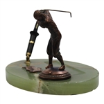 Audubon Golf Club Figural Pen Desk Set On Marble Base