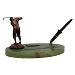 Audubon Golf Club Figural Pen Desk Set On Marble Base