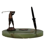 Audubon Golf Club Figural Pen Desk Set On Marble Base