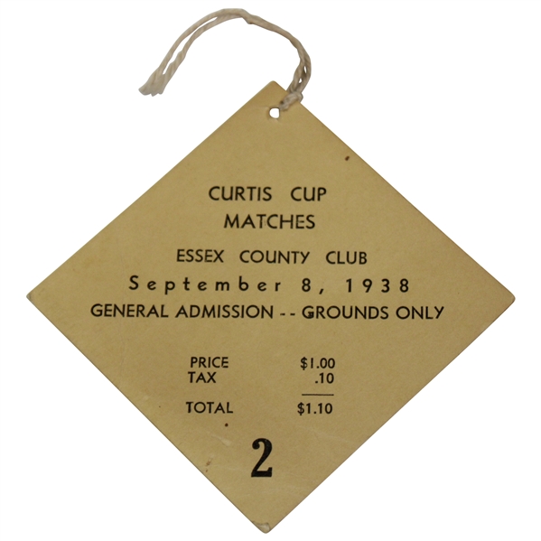 1938 Curtis Cup Matches at Essex Country Club Ticket #2