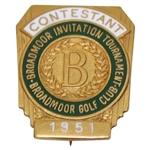 1951 Broadmoor Invitational at Broadmoor CC Contestant Badge
