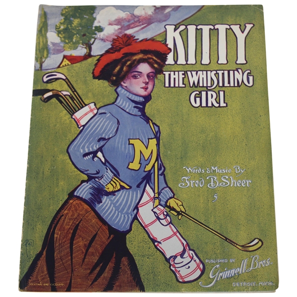 1909 Sheet Music Kitty The Whistling Girl Golf Themed Cover