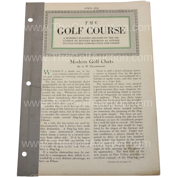 1916 The Golf Course Pamphlet With Modern Golf Chats Tillinghast Article