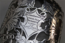 1914 Columbia CC Annual Golf Tournament Sterling Silver Overlay Flask