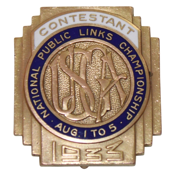 1933 USGA National Public Links Contestant Badge