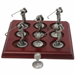 Pewter Golfers & Golf Balls Themed Tic-Tac-Toe Desk Display 