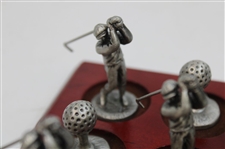Pewter Golfers & Golf Balls Themed Tic-Tac-Toe Desk Display 
