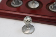 Pewter Golfers & Golf Balls Themed Tic-Tac-Toe Desk Display 