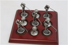 Pewter Golfers & Golf Balls Themed Tic-Tac-Toe Desk Display 