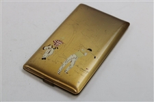 Two Vintage Golf Theme Cigarettes Holders & Sterling Silver Match Holder Dated October 1911