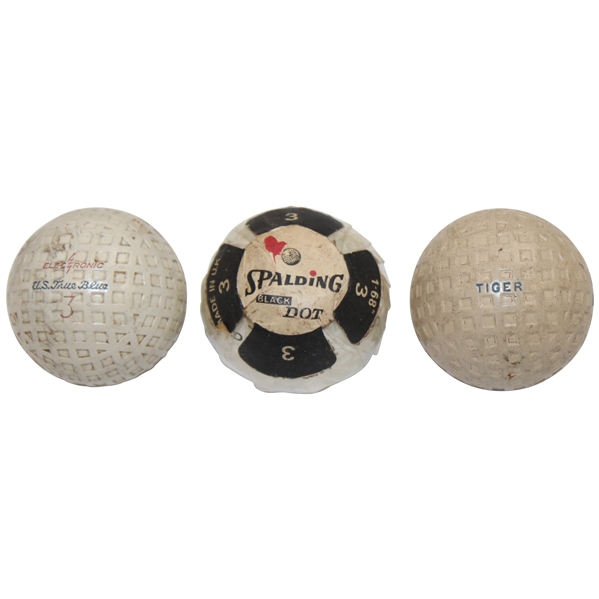 Lot Of Three (3) Golf Balls Including Spalding Black Dot, U.S. True Blue & Tiger