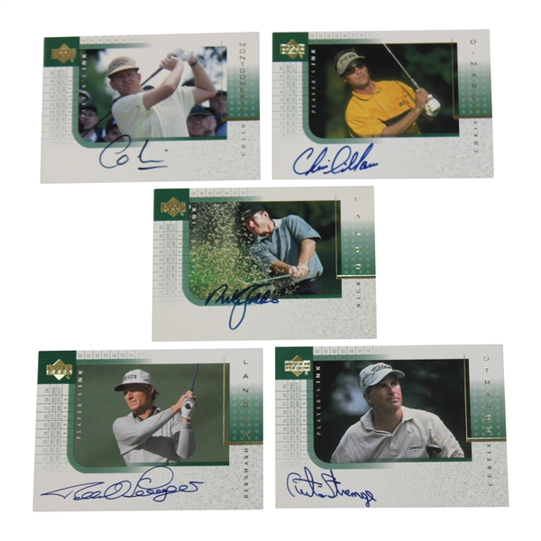 Montgomerie, Strange, Langer, Faldo & Dimarco Signed 2001 Upper Deck Players Ink Cards