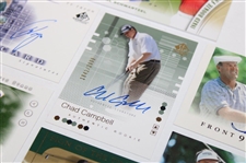Seven (7) Various Golf Cards: Toms, Faldo, Clarke, Schwartzel, Weiskopf, Campbell & Venturi