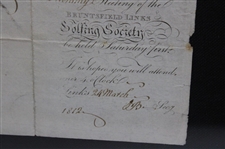 1812 Bruntsfield Links Golfing Society Monthly Meeting Invitation Pamphlet - Mr. Adam Longmore