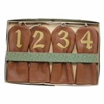 Vintage Unused Brown & Cream Colored Golf Club Head Covers in Original Box