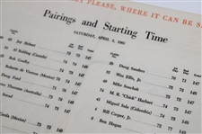 1961 Masters Tournament Saturday 3rd Round Pairing Sheet - Gary Player Win