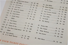 1961 Masters Tournament Saturday 3rd Round Pairing Sheet - Gary Player Win