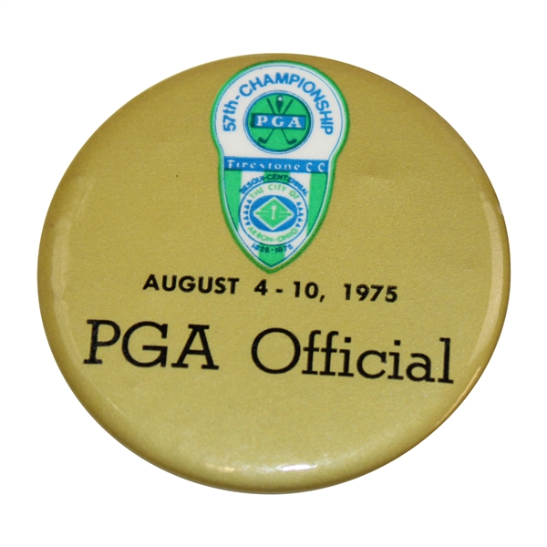 1975 PGA Championship at Firestone CC PGA Official Badge - Jack Nicklaus Win