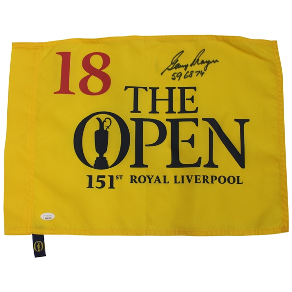 Gary Player Signed The Open at Royal Liverpool Yellow Flag w/Years Won JSA #WA681535