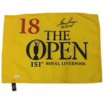 Gary Player Signed The Open at Royal Liverpool Yellow Flag w/Years Won JSA #WA681535