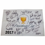 Tiger, Phil, Brooks & Full Teams Signed 2017 The Presidents Cup Flag JSA ALOA