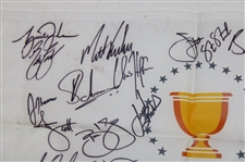Tiger, Phil, Brooks & Full Teams Signed 2017 The President's Cup Flag JSA ALOA
