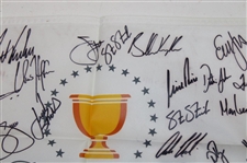 Tiger, Phil, Brooks & Full Teams Signed 2017 The President's Cup Flag JSA ALOA