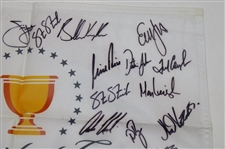 Tiger, Phil, Brooks & Full Teams Signed 2017 The President's Cup Flag JSA ALOA
