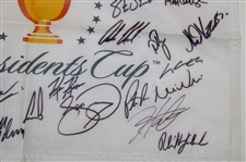 Tiger, Phil, Brooks & Full Teams Signed 2017 The President's Cup Flag JSA ALOA