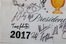 Tiger, Phil, Brooks & Full Teams Signed 2017 The President's Cup Flag JSA ALOA