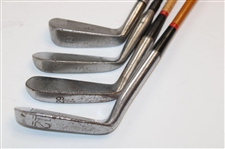 Four Chippers Or Jiggers Including Spalding #12 w/Coated Shaft, First Flight #29 w/Coated Shaft (cracked), Kenneth Smith #11 & Burke #4A Stainless