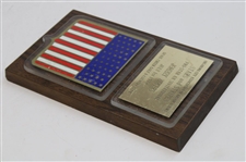 Johnny Unitas' Personal Oklahoma City Association Of Broadcasters Stars & Stripes Pro-Am Plaque Quail Creek