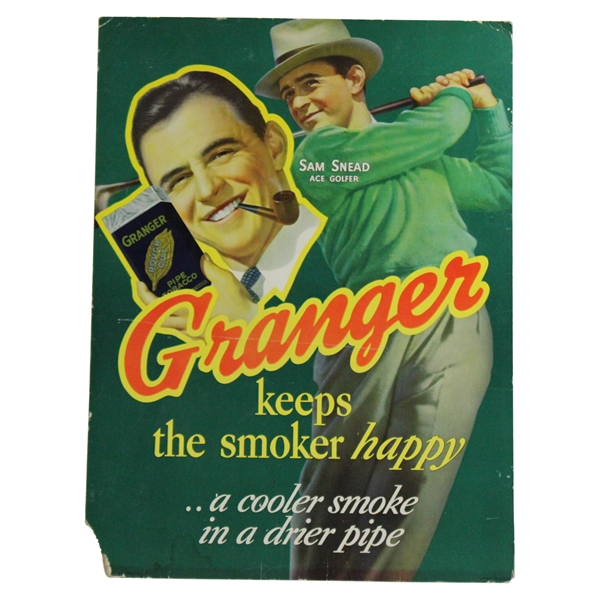 c.1940s Sam Snead Granger Tobacco Advertising Sizable Broadside Display