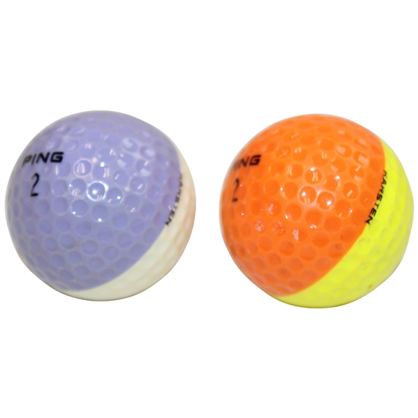 Two (2) Original Ping Karsten Two-Tone Golf Balls