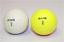 Two (2) Original Ping Karsten Two-Tone Golf Balls