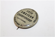 1936 US Amateur Sectional Qualifying Rounds Contestant Badge