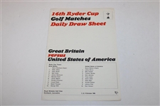 1965 Ryder Cup at Royal Birkdale Golf Club Official Program w/Daily Draw Sheet